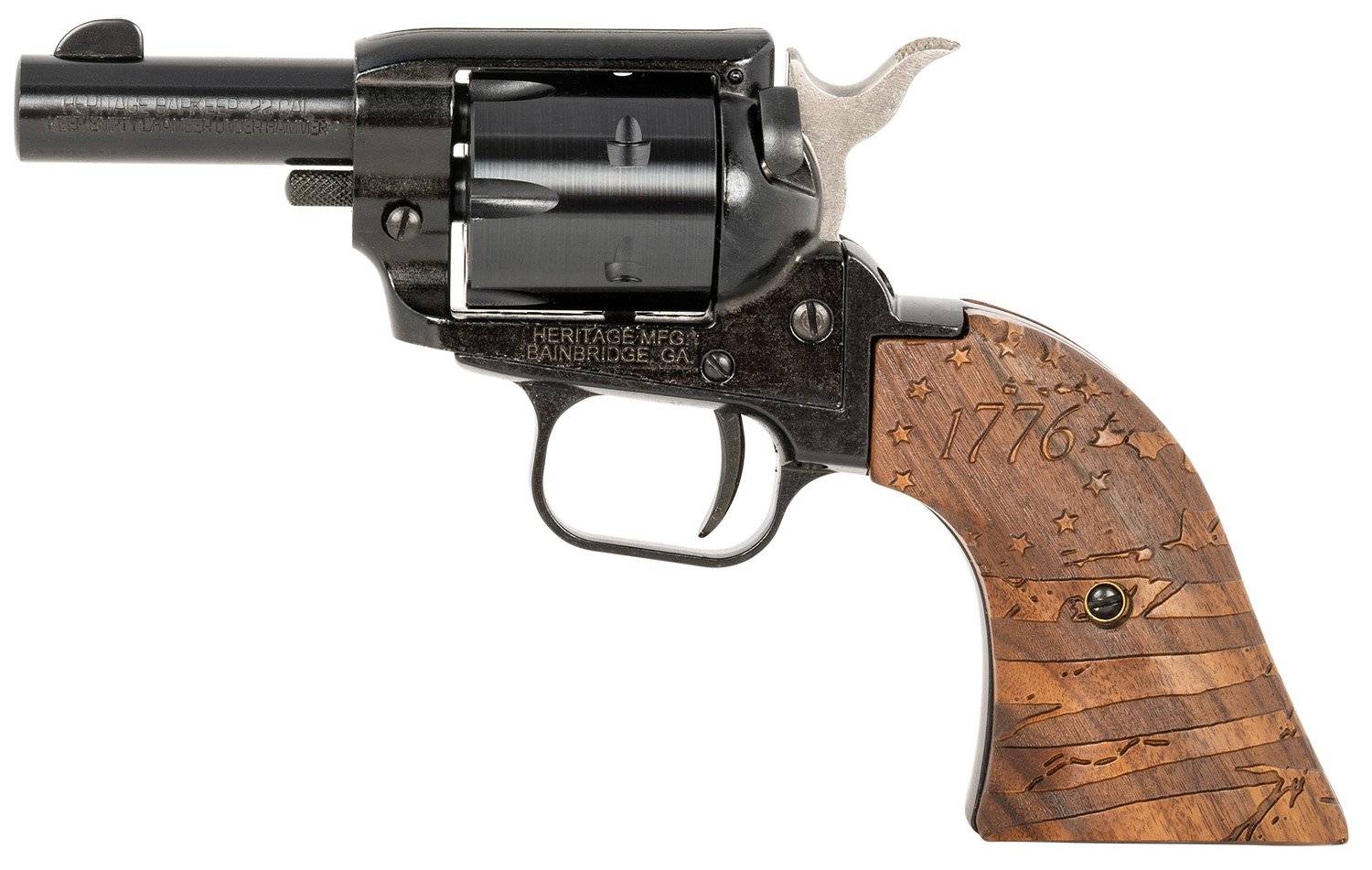 HERITAGE MFG. BARKEEP 1776 FLAG ENGRAVED WOOD GRIPS for sale Miami Shooters Supply
