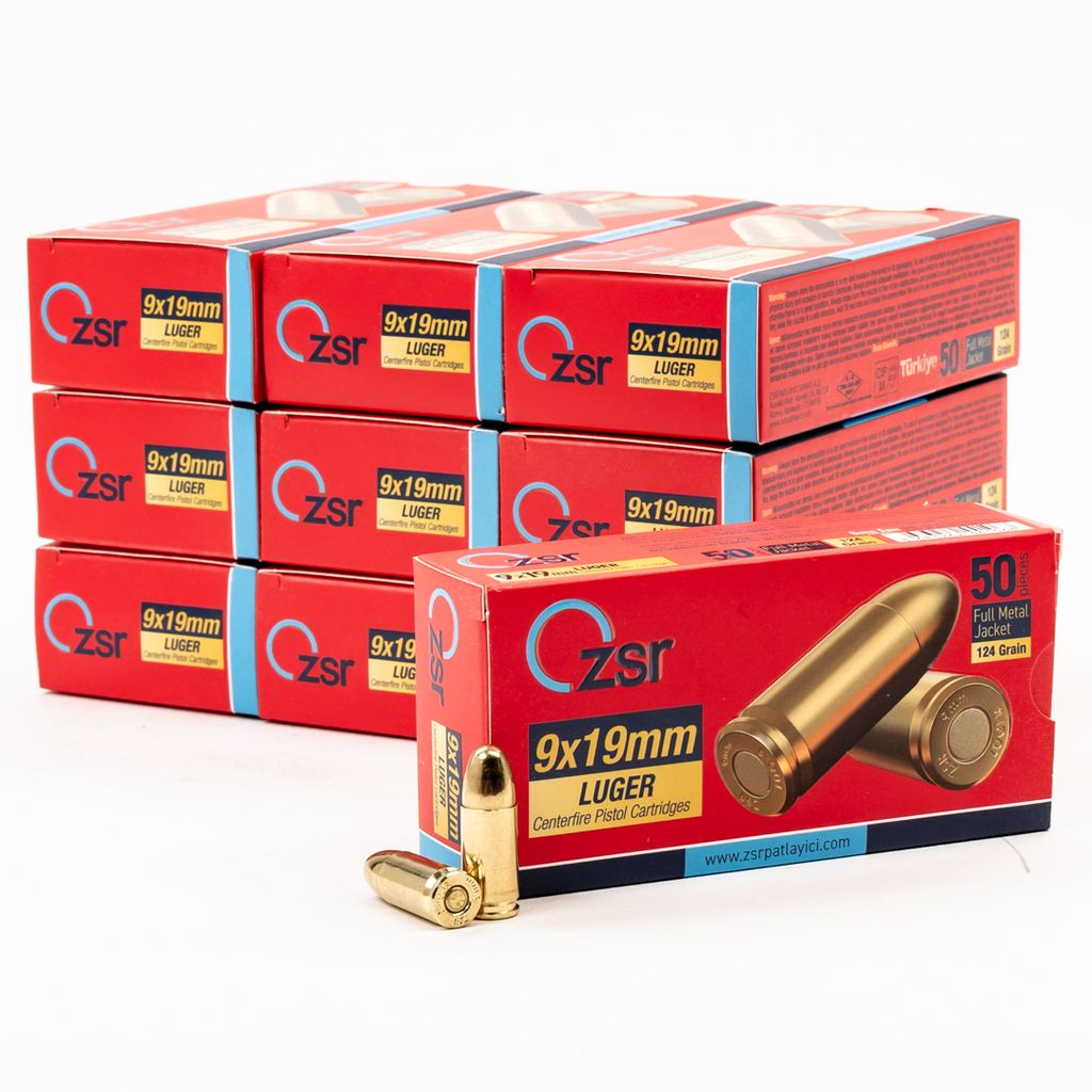 ZSR 9MM 124 GRAIN FMJ (Case of 500 RD VALUE PACK) HANDGUN AMMO