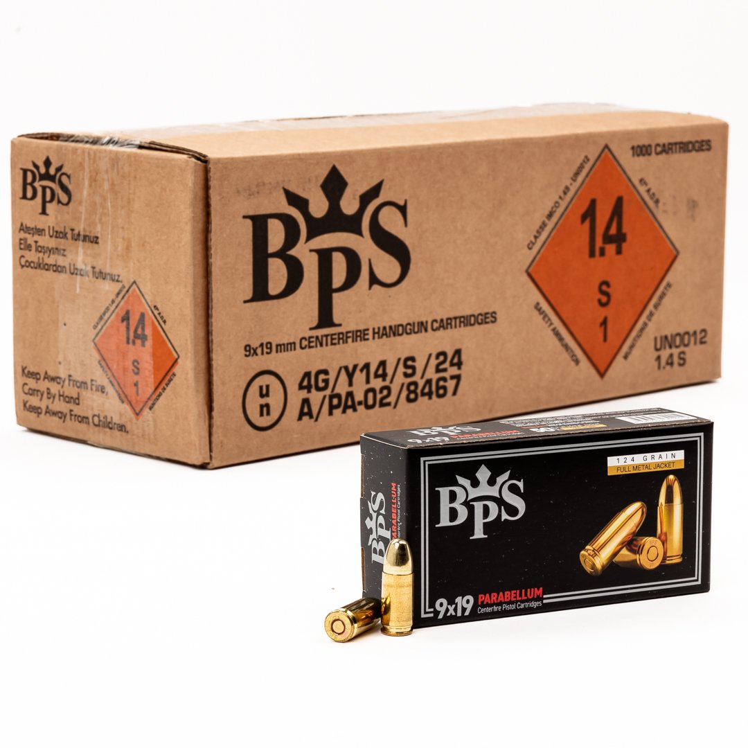BPS AMMUNITION 9X19MM 124 GR (Case of 1000 RNDS) HANDGUN AMMO