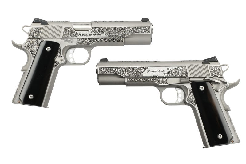 Springfield Armory 1911 Garrison Engraved Stainless .45 ACP 5" Barrel 7-Rounds Ebony Grips