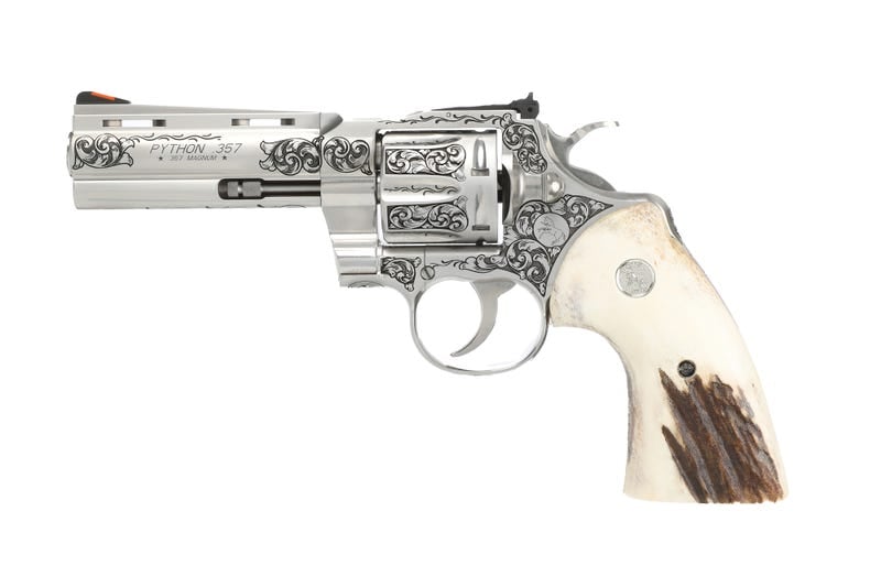 Colt Firearms Python Stainless Engraved .357 Mag / .38 SPL 4.25" Barrel 6-Rounds Stag Grips