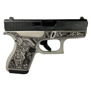 Glock 42 Custom "Elephant Engraved Gray Steel Frame" .380 ACP 3.25" Barrel 6-Rounds - HANDGUNS - Miami Shooters Supply