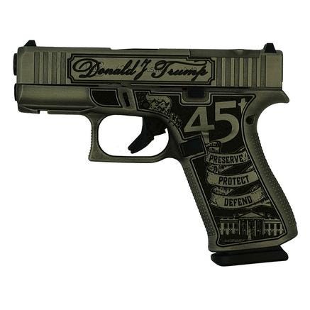Glock 43X MOS Custom "Trump 2024" Crushed Silver Distressed 9mm 3.4" Barrel 10-Rounds