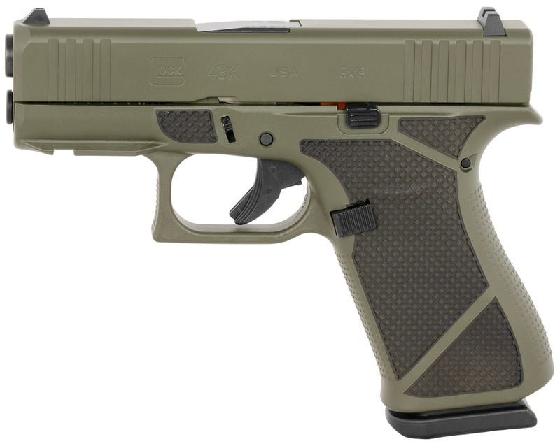 Glock G43X OD Green 9mm 3.4" Barrel 10-Rounds w/Diamond Stippling