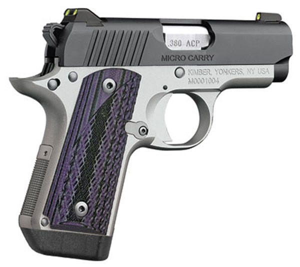 Kimber Micro Carry Advocate 380ACP 2.75-inch 7rd Night Sights Black / Stainless Purple Grips