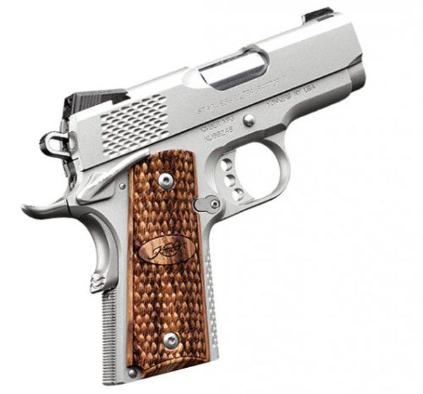 KIMBER STAINLESS ULTRA RAPTOR II 45 ACP 3 IN SATIN SILVER / ZEBRAWOOD 7RD NIGHT SIGHTS