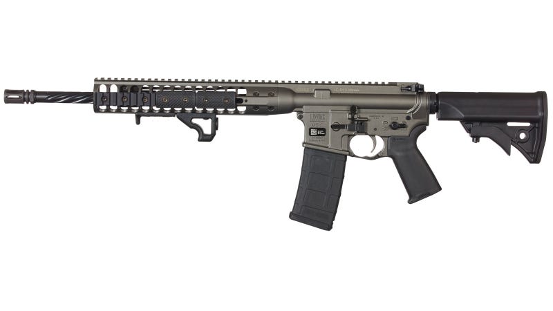 LWRC DI AR-15 Semi Auto Rifle 5.56 NATO 16.1" Spiral Fluted Barrel 30 Rounds Modular One Piece Free Float Rail System Collapsible Stock Tungsten Grey