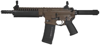LWR SIX8 Pistol 6.8 SPC 8.5 Inch Threaded Barrel 5/8x24 TPI Skirmish Back-Up Iron Sights Patriot Brown 30 Round