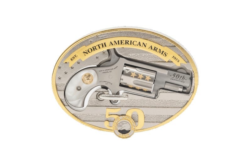 North American Arms Mini-Revolver 50th Anniversary Stainless / Gold .22 LR 1.125" Barrel 5-Rounds