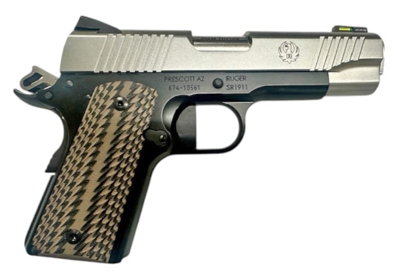 Ruger SR1911 Black / Stainless 9mm 4.25" Barrel 7-Rounds w/ G10 Desert Brown Grips