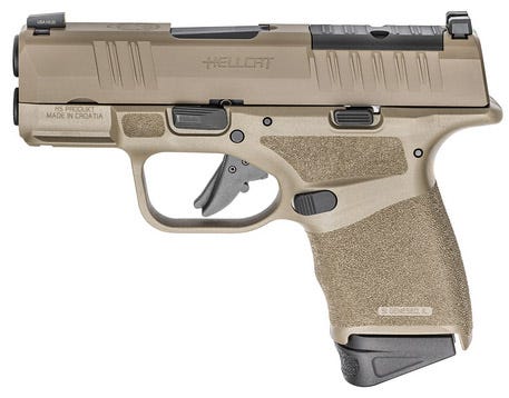 Springfield Armory Hellcat OSP Flat Dark Earth 9mm 3" Barrel 13-Rounds w/ 5 Mags, Viridian RFX-11 Green Dot Sight