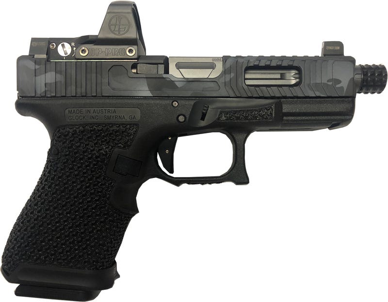 The Gun Co LVL-1 Custom Glock 19 Urban Black / Grey Camo 9mm 4.02-inch 17Rds - with Leupold Delta Point Pro
