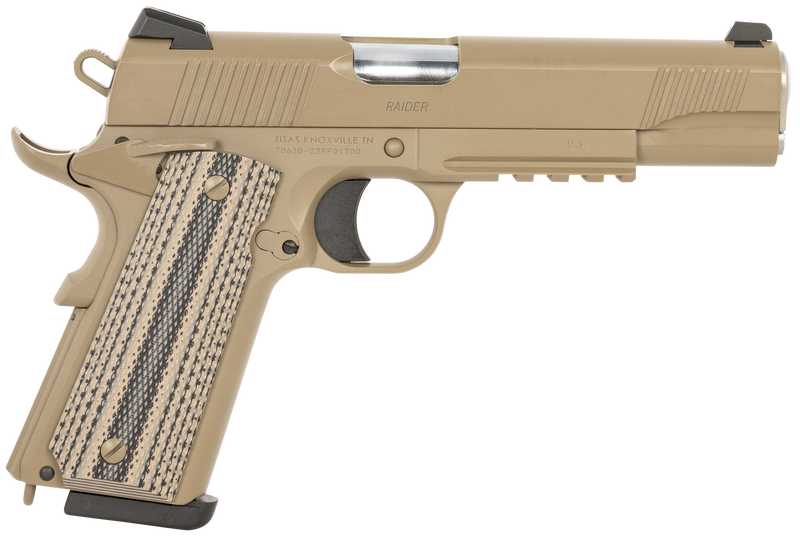Tisas 1911 Raider Carry Flat Dark Earth 9mm 5" Barrel 9-Rounds