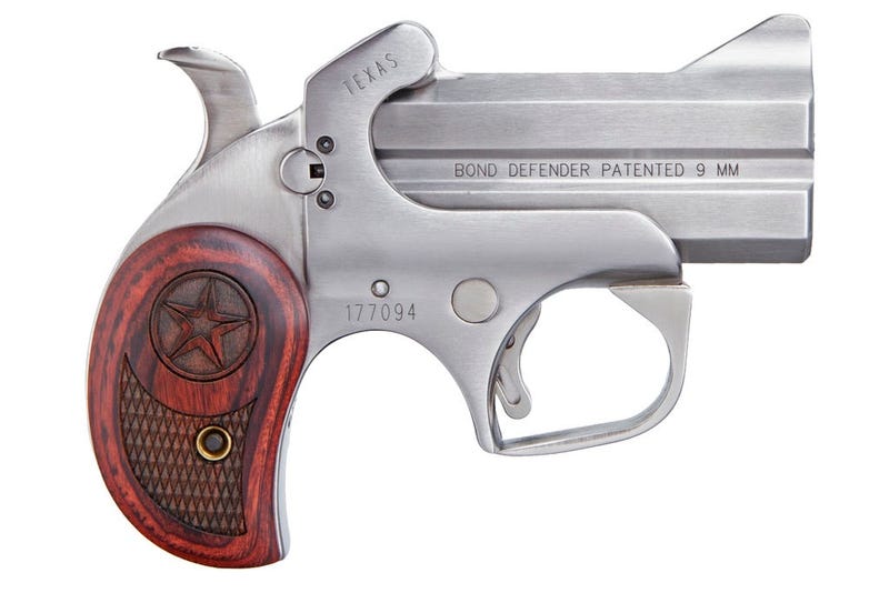 Bond Arms Texas Defender Stainless / Rosewood 9mm 3" Barrel 2-Rounds