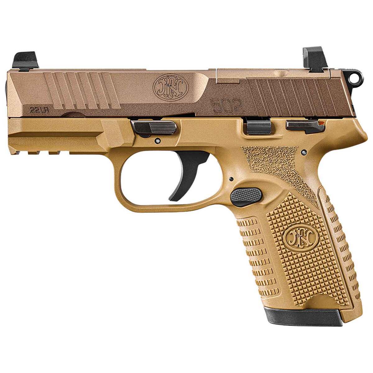 FN 502 MRD 22 Long Rifle 4in FDE Cerakote Pistol - 10+1 Rounds - Image 2