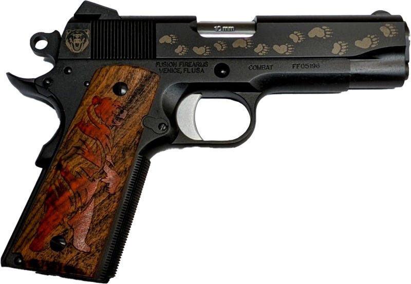 Fusion Combat Carry 10mm 4.5" Barrel 8-Rounds Bear Engraved Grips Fusion Combat Carry 10mm 4.5" Barrel 8-Rounds Bear Engraved Grips - 1911 - Miami Shooters Supply