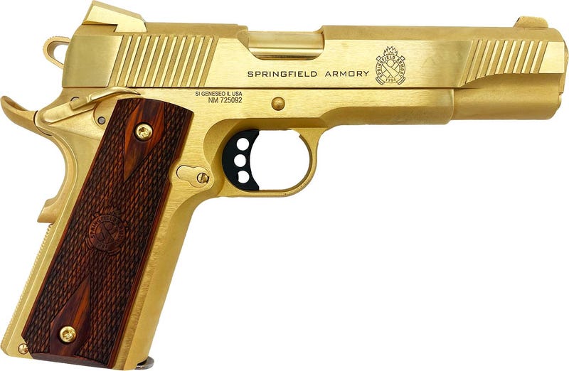 Springfield 1911 Loaded 24 Carat Gold .45ACP 5-inch 7rd GrabAGun Exclusive
