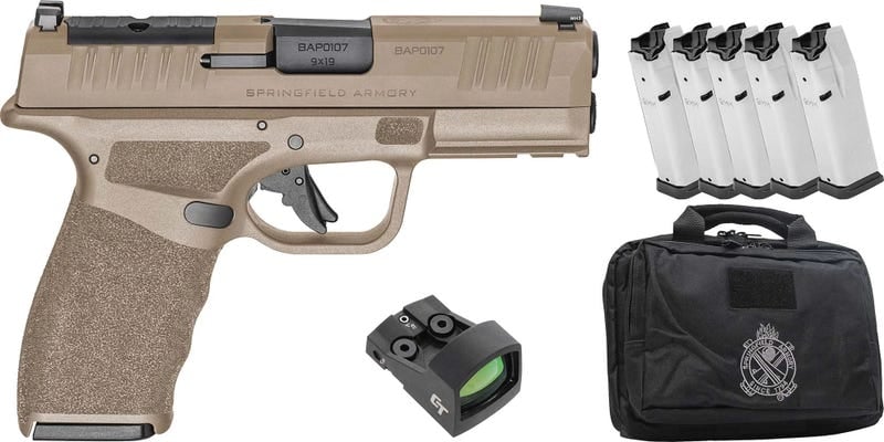 Springfield Armory Hellcat PRO OSP Flat Dark Earth 9mm 3.7" Barrel 15-Rounds 5 Mags, CT1500 Red Dot