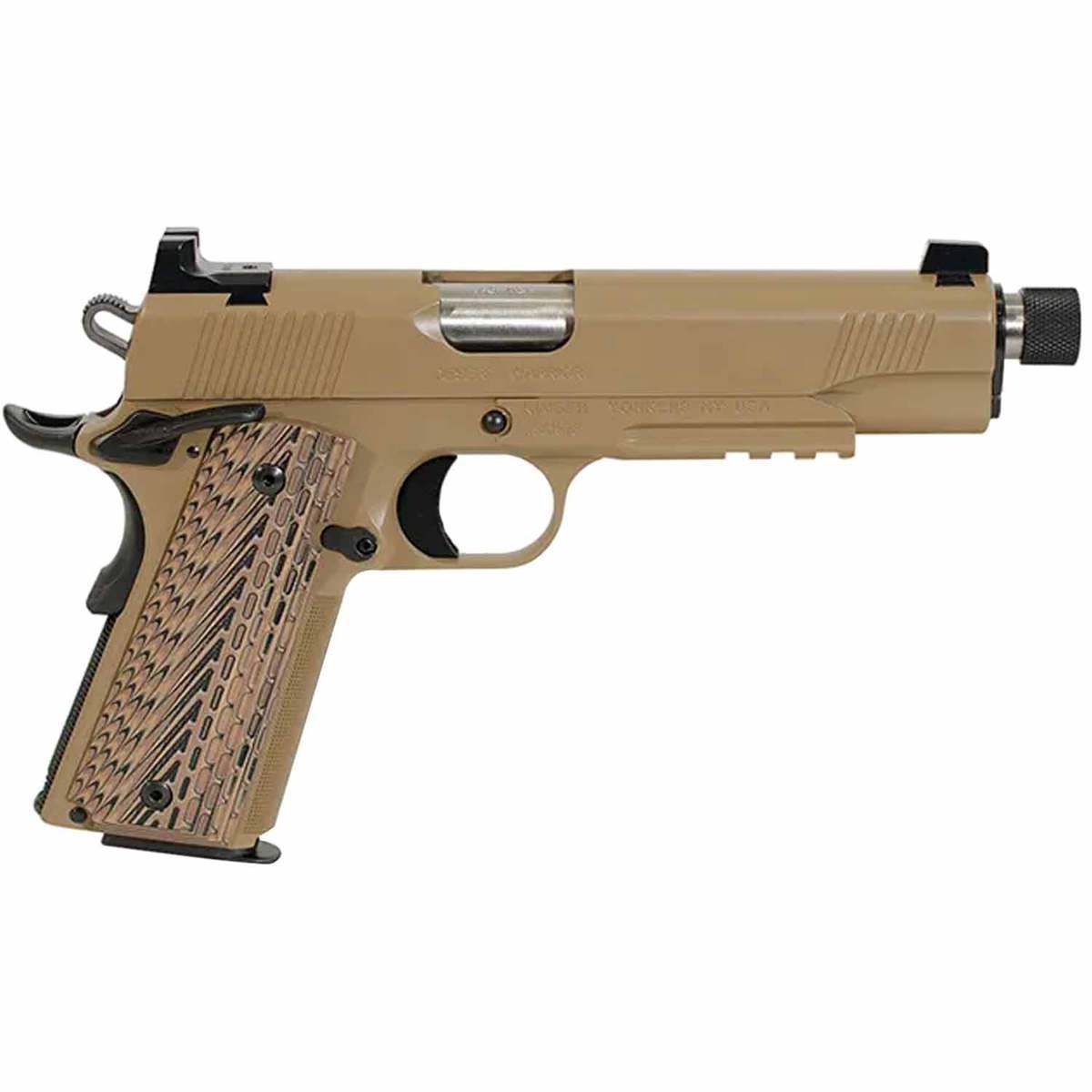 Kimber Desert Warrior With Threaded Barrel 45 Auto (ACP) 5.5in Black/Tan Pistol - 7+1 Rounds