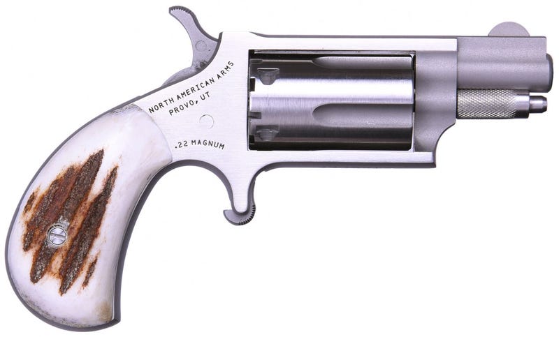North American Arms Mini-Revolver Stainless .22 Mag 1.125" Barrel 5-Rounds Red Stag Grips