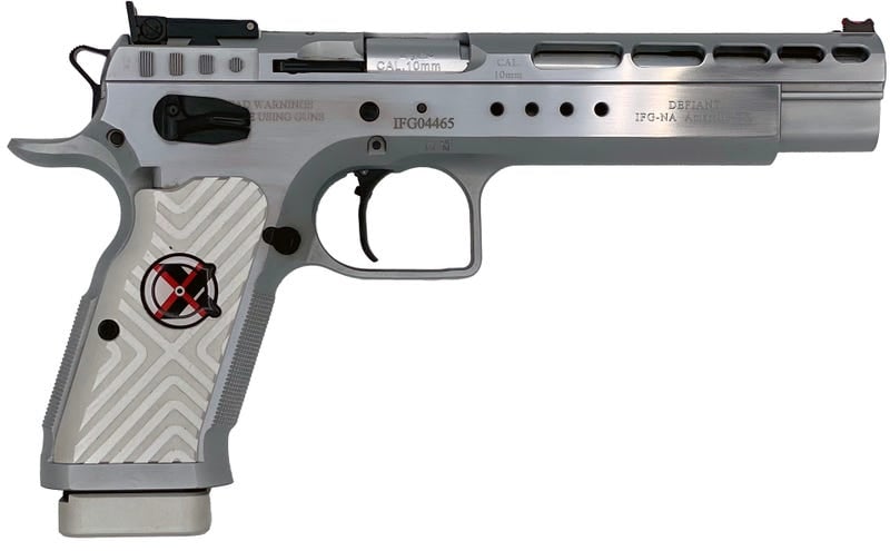 Tanfoglio Gold Match Silver 9mm 6" Barrel 17-Rounds White Grip