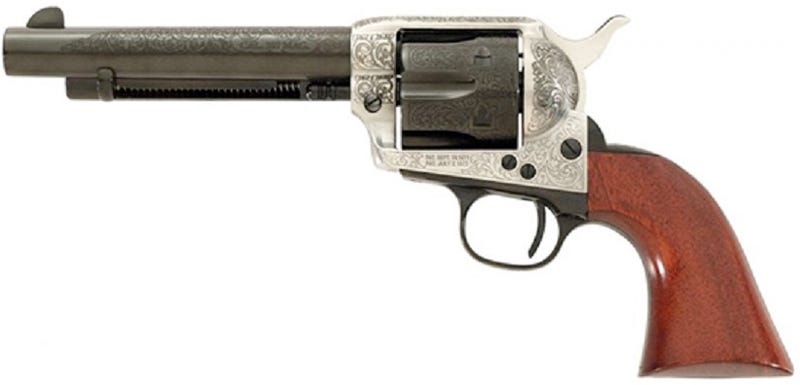 Taylors and Co Cattleman Photo Engraved Stainless / Black .45 Colt 5.5" Barrel 6-Rounds