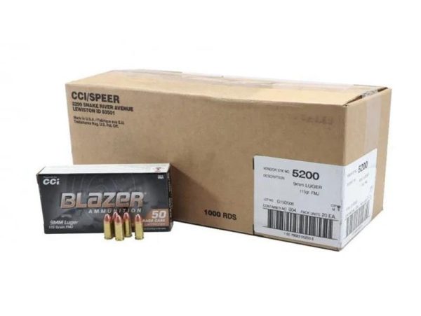 CCI BLAZER 9X19MM 115 GRAIN (500 RND VALUE PACK) HANDGUN AMMO