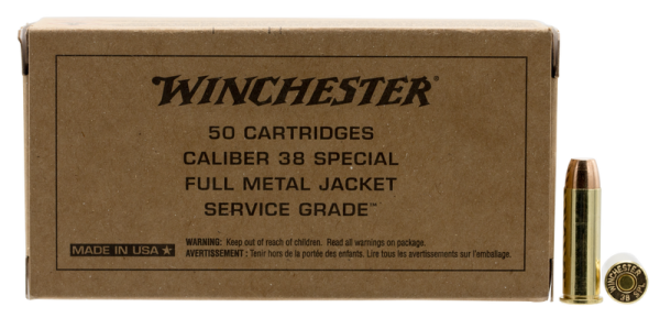 Winchester Service Grade Handgun Rounds .38 SPL 50-Rounds 130 Grain FMJ