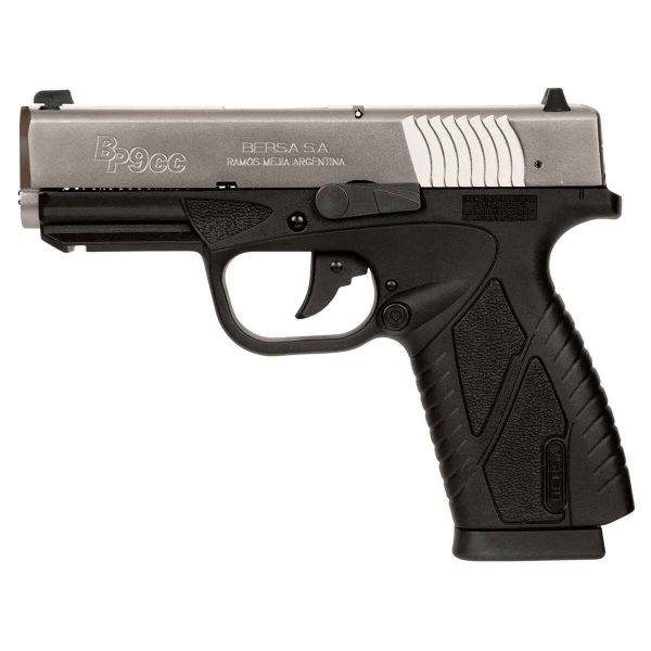 Bersa BP9 Concealed Carry 9mm Luger 3.3in Nickel/Black Pistol - 8+1 Rounds - Image 2