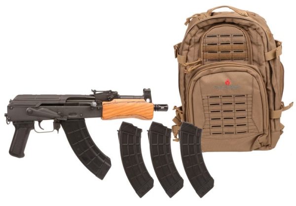 Century Arms Mini Draco Pistol 7.62 X 39 7.75" Barrel 30-Rounds w/ Tan AWS Backpack