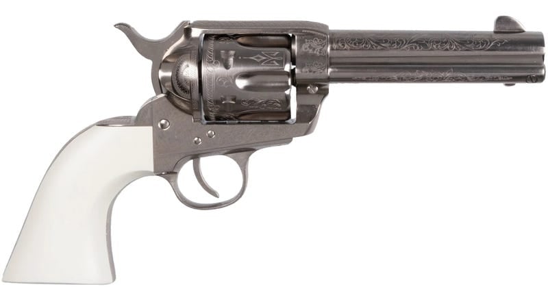 Cimarron Firearms Frontier Engraved Nickel .357 Mag 4.75" Barrel 6-Rounds Cimarron Firearms Frontier Engraved Nickel .357 Mag 4.75" Barrel 6-Rounds - HANDGUNS - Miami Shooters Supply