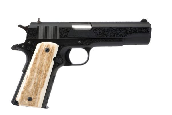 Colt Firearms 1911 Government Classic Engraved Blued .45 ACP 5" Barrel 8-Rounds Stag Grips