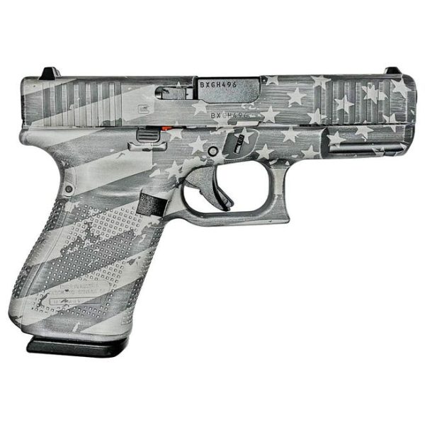 Glock 19 Gen 5 Custom "Distressed Flag - Grey" 9mm 4.02" Barrel 15-Rounds