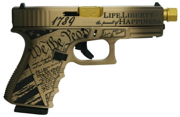 Glock 19 Gen 3 Flat Dark Earth / Black 9mm 4.6" Barrel 15-Rounds Constitution Engraving Model