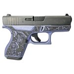 Glock 42 Custom "Elephant Engraved Gray Crushed Orchid" .380 ACP 3.25" Barrel 6-Rounds