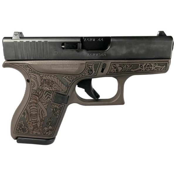 Glock 42 Custom "Elephant Engraved Vortex Bronze Frame" .380 ACP 3.25" Barrel 6-Rounds