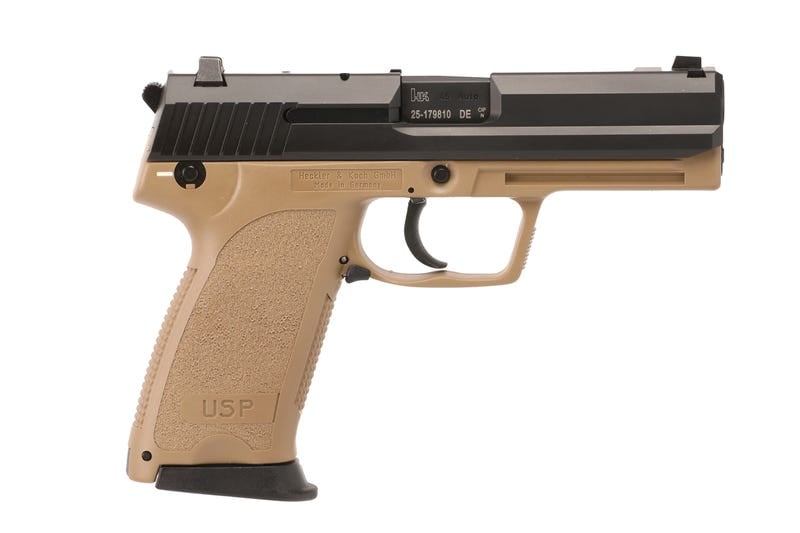 Heckler and Koch USP45 (V1) Flat Dark Earth / Black .45 ACP 4.41" Barrel 12-Rounds Heckler and Koch USP45 (V1) Flat Dark Earth / Black .45 ACP 4.41" Barrel 12-Rounds - HANDGUNS - Miami Shooters Supply