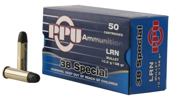 PPU Centerfire Handgun Brass .38 SPL 158-Grain 50-Rounds LRN