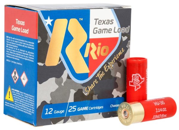 Rio Ammunition Texas Game Load High Velocity 12 GA #8-Shot 25-Rounds 2.75"