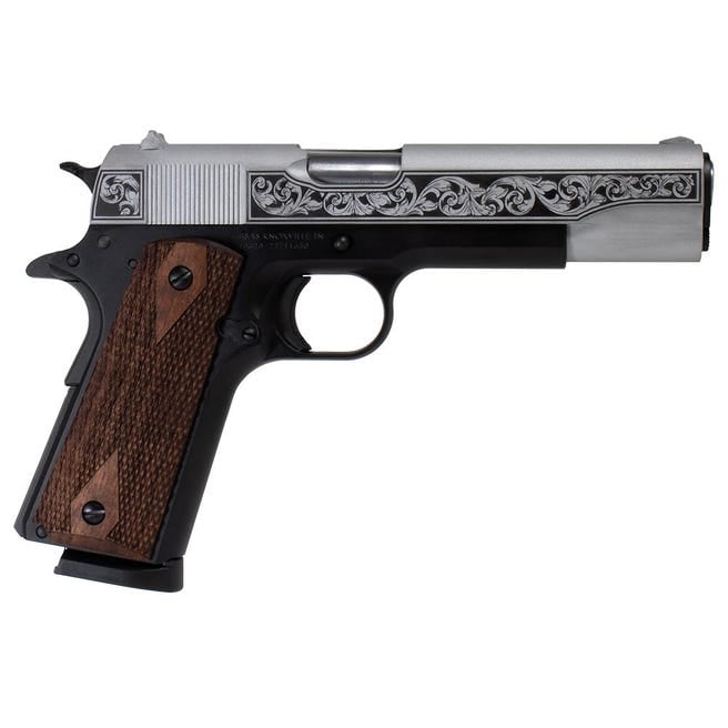 SDS Imports 1911 A1 Service Black / Stainless Filigree .45 ACP 5″ Barrel 8-Rounds