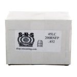 SNS Cast Bullets Lead Projectiles .45 Cal 200-Grain 500-Count RNFP
