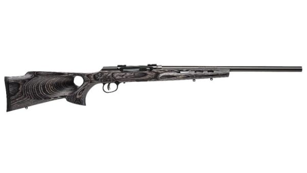 Savage A17 Target Blued / Gray Laminate .17 HMR 22-inch 10Rd Thumbhole Stock