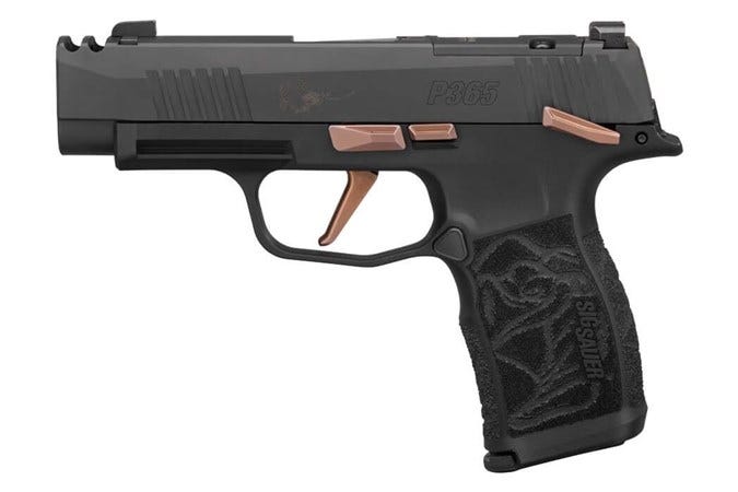 Sig Sauer P365 Rose XL Black / Rose Gold 9mm 3.1" Barrel 10-Rounds CA Compliant Sig Sauer P365 Rose XL Black / Rose Gold 9mm 3.1" Barrel 10-Rounds CA Compliant - HANDGUNS - Miami Shooters Supply