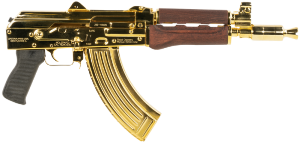 Zastava USA ZPAP92 AK Pistol Gold 7.62 X 39 10" Barrel 30-Rounds Serbian Red Wood