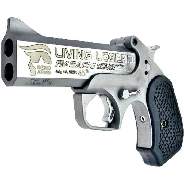 Bond Arms DT47 (Trump Gun) 45 (Long) Colt/410 Gauge 4.25in Stainless with Gold Engraving Pistol - 2 Rounds - Image 2