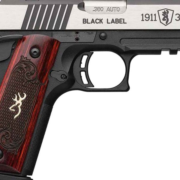 Browning 1911 Black Label Medallion Pro Compact 380 Auto (ACP) 3.63in Matte Black Stainless Steel Pistol - 8+1 Rounds - Image 2