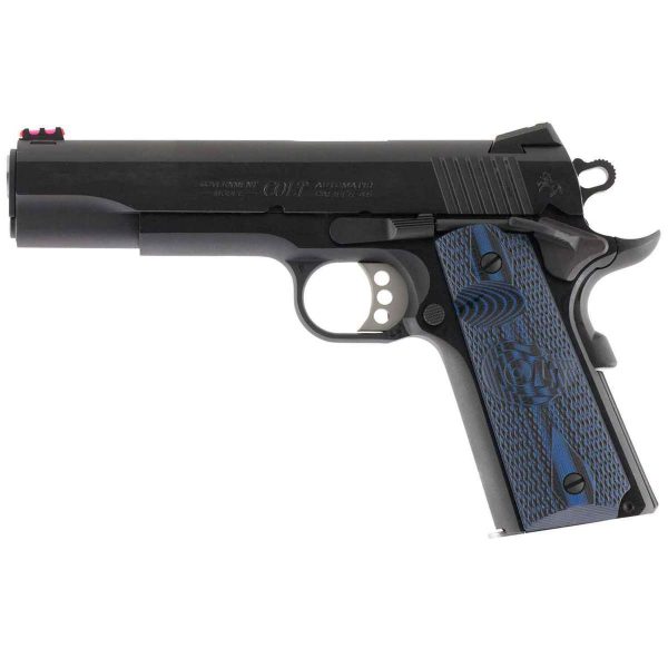 Colt Mfg 1911 Government Competition 45 Auto (ACP) 5in Blued w/ Blue Grips Pistol - 8+1 Rounds - Image 2