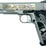 Smith and Wesson 1911 E-Series "Skulls" Stainless / Gold .45 ACP 5" Barrel 8-Rounds GrabAGun Exclusive
