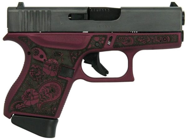 Glock 43 Black Cherry 9mm 3.41" Barrel 6-Rounds "Glock & Paisley" Engraved