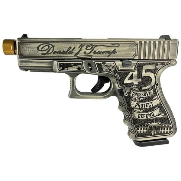 Glock 19 Gen 3 Silver 9mm 4.6" Threaded Gold Barrel 15-Rounds "Trump"